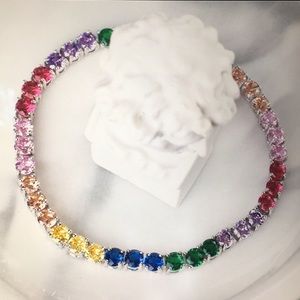 Gorgeous Rainbow Zircon Bracelet 7 inches